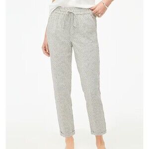 J.Crew Striped Linen Cotton Drawstring Pant Striped 12 Nautical Preppy Coastal